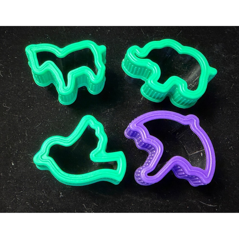 Vintage Animal and Umbrella Metal Cookie Cutters with Comfort Grips, Set of 4